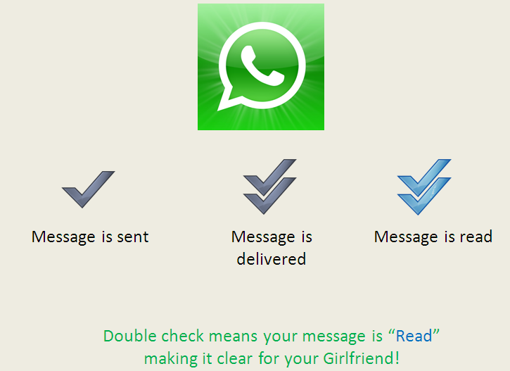 WhatsApp显示单钩是什么意思？ 示意图